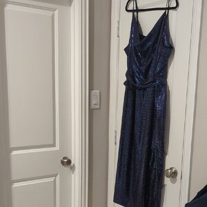 City Chic Strapless Navy Sequin Dress